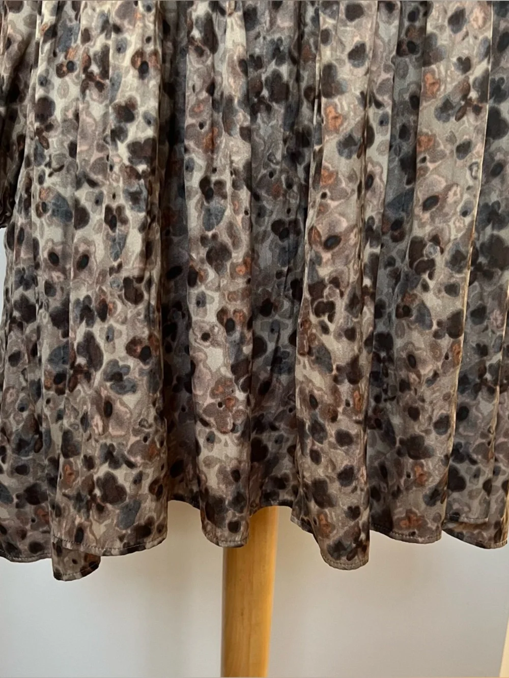 Boho Flowy Babydoll Dress Brown Floral Long Sleeve Mini Peasant Cottagecore - Picture 3 of 6